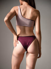 Load image into Gallery viewer, Aria reversible one-shoulder mauve and plum bikini top