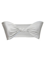 Load image into Gallery viewer, Lola shimmery blue strapless bandeau-style bikini top