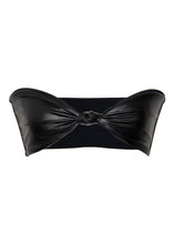 Load image into Gallery viewer, Lola vegan leather strapless bandeau-style bikini top in charcoal