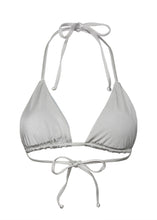 Load image into Gallery viewer, Mai reversible eco-friendly triangle bikini top in shimmery silver blue
