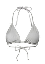 Load image into Gallery viewer, Mai reversible eco-friendly triangle bikini top in shimmery silver blue