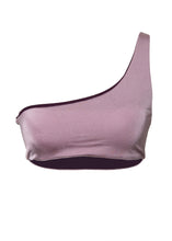 Load image into Gallery viewer, Aria reversible one-shoulder mauve and plum bikini top
