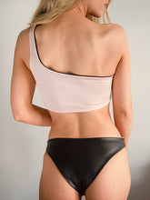 Load image into Gallery viewer, Aria vegan leather black and pink bikini bottoms

