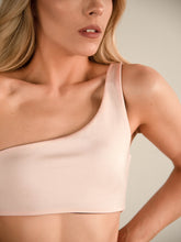 Load image into Gallery viewer, Aria reversible one-shoulder pink and black bikini top
