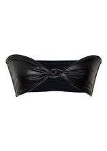 Load image into Gallery viewer, Lola vegan leather strapless bandeau-style bikini top in charcoal
